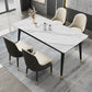 Contemporary Fixed Faux Marble Dining Room Table with 4 Black Metallic Legs Kitchen Dining Set with 4 Chairs Clearhalo 'Dining Room Sets' 'Dining Tables & Seating' 'dining_room_set' 'furn' 'furn_dining_room_set' 'Furniture' 'furniture_dining_room_set' 'Kitchen & Dining Furniture' 'kitchen&dining_furn' 'kitchen' 3369238