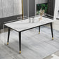 Contemporary Fixed Faux Marble Dining Room Table with 4 Black Metallic Legs Kitchen Dining Set Clearhalo 'Dining Room Sets' 'Dining Tables & Seating' 'dining_room_set' 'furn' 'furn_dining_room_set' 'Furniture' 'furniture_dining_room_set' 'Kitchen & Dining Furniture' 'kitchen&dining_furn' 'kitchen' 3369244