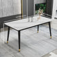 Contemporary Fixed Faux Marble Dining Room Table with 4 Black Metallic Legs Kitchen Dining Set Clearhalo 'Dining Room Sets' 'Dining Tables & Seating' 'dining_room_set' 'furn' 'furn_dining_room_set' 'Furniture' 'furniture_dining_room_set' 'Kitchen & Dining Furniture' 'kitchen&dining_furn' 'kitchen' 3369245