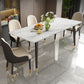 Contemporary Fixed Faux Marble Dining Room Table with 4 Black Metallic Legs Kitchen Dining Set Clearhalo 'Dining Room Sets' 'Dining Tables & Seating' 'dining_room_set' 'furn' 'furn_dining_room_set' 'Furniture' 'furniture_dining_room_set' 'Kitchen & Dining Furniture' 'kitchen&dining_furn' 'kitchen' 3369248