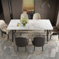 Contemporary Fixed Faux Marble Dining Room Table with 4 Black Metallic Legs Kitchen Dining Set Clearhalo 'Dining Room Sets' 'Dining Tables & Seating' 'dining_room_set' 'furn' 'furn_dining_room_set' 'Furniture' 'furniture_dining_room_set' 'Kitchen & Dining Furniture' 'kitchen&dining_furn' 'kitchen' 3369249