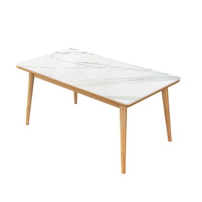 Modern Style Sintered Stone White Dining Set Standard Rectangle Shape Dining Set with 4 Legs Base 1 Piece Clearhalo 'Dining Room Sets' 'Dining Tables & Seating' 'dining_room_set' 'furn' 'furn_dining_room_set' 'Furniture' 'furniture_dining_room_set' 'Kitchen & Dining Furniture' 'kitchen&dining_furn' 'kitchen' 3369252