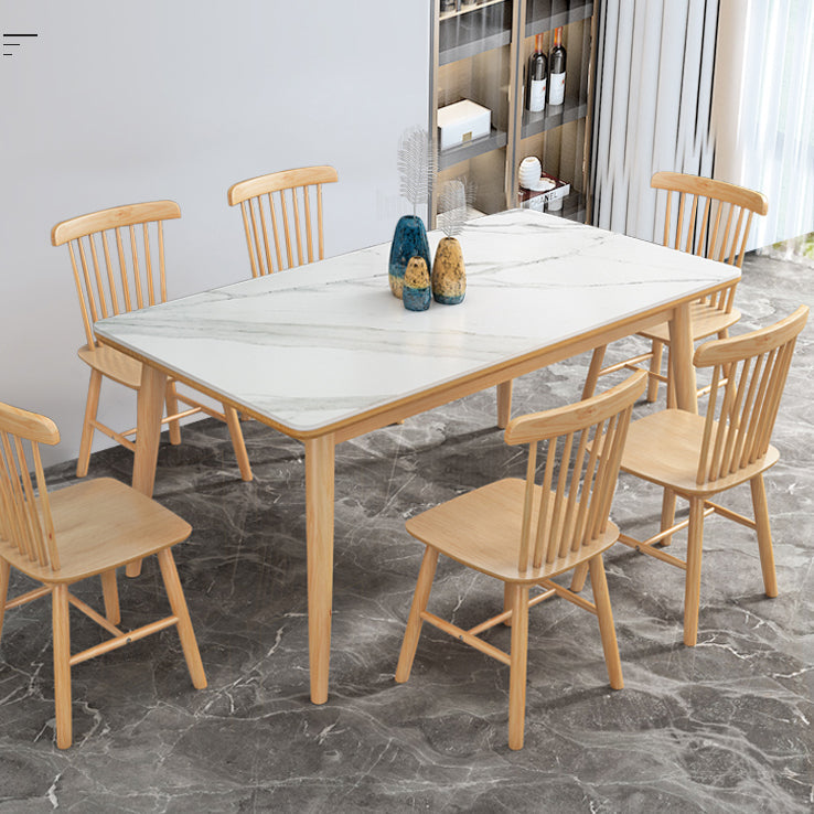 Modern Style Sintered Stone White Dining Set Standard Rectangle Shape Dining Set with 4 Legs Base Clearhalo 'Dining Room Sets' 'Dining Tables & Seating' 'dining_room_set' 'furn' 'furn_dining_room_set' 'Furniture' 'furniture_dining_room_set' 'Kitchen & Dining Furniture' 'kitchen&dining_furn' 'kitchen' 3369256