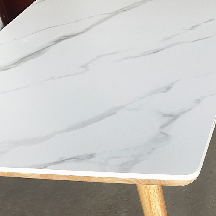 Modern Style Sintered Stone White Dining Set Standard Rectangle Shape Dining Set with 4 Legs Base Clearhalo 'Dining Room Sets' 'Dining Tables & Seating' 'dining_room_set' 'furn' 'furn_dining_room_set' 'Furniture' 'furniture_dining_room_set' 'Kitchen & Dining Furniture' 'kitchen&dining_furn' 'kitchen' 3369258