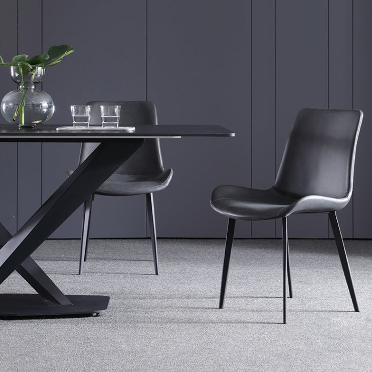 Minimalist Sintered Stone Dining Room Set Fixed Dining Set with Rectangle Table for Home Use Clearhalo 'Dining Room Sets' 'Dining Tables & Seating' 'dining_room_set' 'furn' 'furn_dining_room_set' 'Furniture' 'furniture_dining_room_set' 'Kitchen & Dining Furniture' 'kitchen&dining_furn' 'kitchen' 3369276