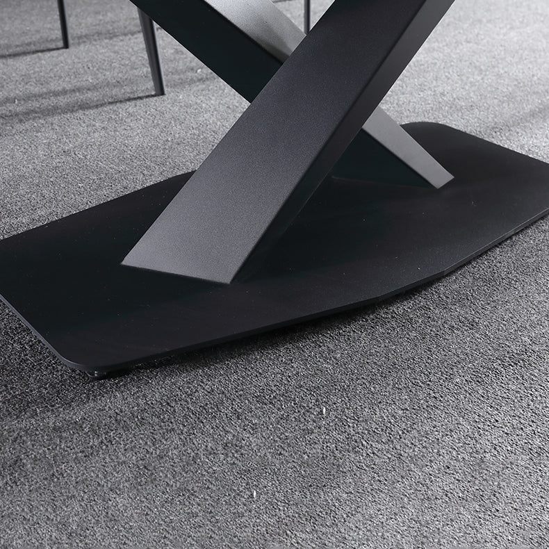 Minimalist Sintered Stone Dining Room Set Fixed Dining Set with Rectangle Table for Home Use Clearhalo 'Dining Room Sets' 'Dining Tables & Seating' 'dining_room_set' 'furn' 'furn_dining_room_set' 'Furniture' 'furniture_dining_room_set' 'Kitchen & Dining Furniture' 'kitchen&dining_furn' 'kitchen' 3369278