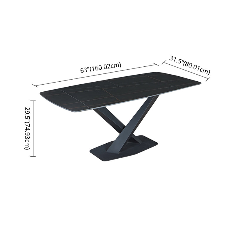 Minimalist Sintered Stone Dining Room Set Fixed Dining Set with Rectangle Table for Home Use Clearhalo 'Dining Room Sets' 'Dining Tables & Seating' 'dining_room_set' 'furn' 'furn_dining_room_set' 'Furniture' 'furniture_dining_room_set' 'Kitchen & Dining Furniture' 'kitchen&dining_furn' 'kitchen' 3369284
