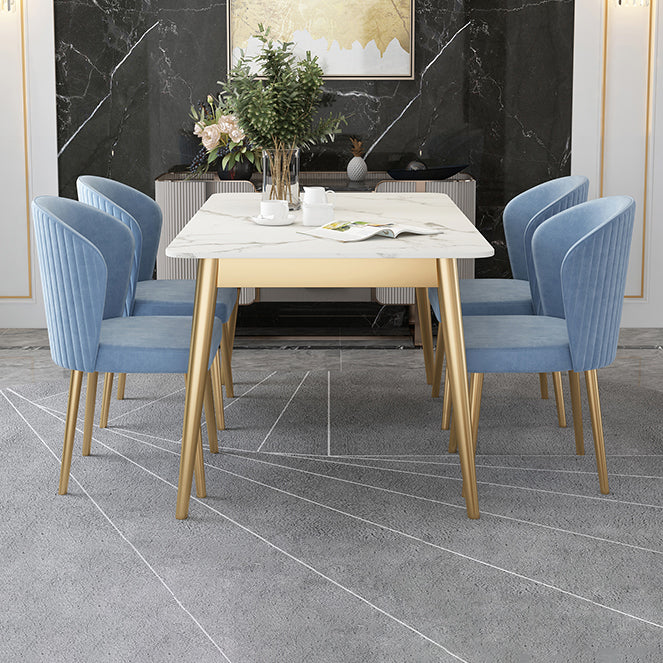 Contemporary Rectangle Shape Standard Dining Set Sintered Stone Kitchen Dining Set in White Clearhalo 'Dining Room Sets' 'Dining Tables & Seating' 'dining_room_set' 'furn' 'furn_dining_room_set' 'Furniture' 'furniture_dining_room_set' 'Kitchen & Dining Furniture' 'kitchen&dining_furn' 'kitchen' 3369325