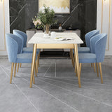 Contemporary Rectangle Shape Standard Dining Set Sintered Stone Kitchen Dining Set in White Clearhalo 'Dining Room Sets' 'Dining Tables & Seating' 'dining_room_set' 'furn' 'furn_dining_room_set' 'Furniture' 'furniture_dining_room_set' 'Kitchen & Dining Furniture' 'kitchen&dining_furn' 'kitchen' 3369325