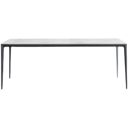 Modern Sintered Stone White Dining Set with Rectangle Table and Black Legs Home Dining Set Table Only Clearhalo 'Dining Room Sets' 'Dining Tables & Seating' 'dining_room_set' 'furn' 'furn_dining_room_set' 'Furniture' 'furniture_dining_room_set' 'Kitchen & Dining Furniture' 'kitchen&dining_furn' 'kitchen' 3369338