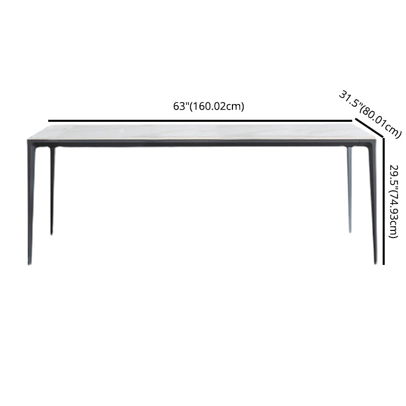 Modern Sintered Stone White Dining Set with Rectangle Table and Black Legs Home Dining Set Clearhalo 'Dining Room Sets' 'Dining Tables & Seating' 'dining_room_set' 'furn' 'furn_dining_room_set' 'Furniture' 'furniture_dining_room_set' 'Kitchen & Dining Furniture' 'kitchen&dining_furn' 'kitchen' 3369346