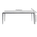 Modern Sintered Stone White Dining Set with Rectangle Table and Black Legs Home Dining Set Clearhalo 'Dining Room Sets' 'Dining Tables & Seating' 'dining_room_set' 'furn' 'furn_dining_room_set' 'Furniture' 'furniture_dining_room_set' 'Kitchen & Dining Furniture' 'kitchen&dining_furn' 'kitchen' 3369348