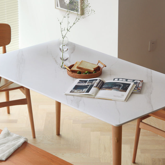 Modern Fixed Dining¬†Room¬†Table¬†Set Solid Wood Top Kitchen Dining Furniture with 4 Legs Base Clearhalo 'Dining Room Sets' 'Dining Tables & Seating' 'dining_room_set' 'furn' 'furn_dining_room_set' 'Furniture' 'furniture_dining_room_set' 'Kitchen & Dining Furniture' 'kitchen&dining_furn' 'kitchen' 3369354