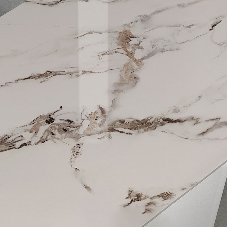 Modern Sintered Stone Rectangle Dining Set Standard Height Black Legs Home Dining Set Clearhalo 'Dining Room Sets' 'Dining Tables & Seating' 'dining_room_set' 'furn' 'furn_dining_room_set' 'Furniture' 'furniture_dining_room_set' 'Kitchen & Dining Furniture' 'kitchen&dining_furn' 'kitchen' 3369371