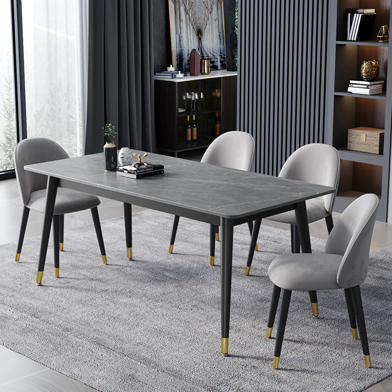 Contemporary Sintered Stone Top Dining Room Set with Rectangle Shape Dining Set for Kitchen Clearhalo 'Dining Room Sets' 'Dining Tables & Seating' 'dining_room_set' 'furn' 'furn_dining_room_set' 'Furniture' 'furniture_dining_room_set' 'Kitchen & Dining Furniture' 'kitchen&dining_furn' 'kitchen' 3369394