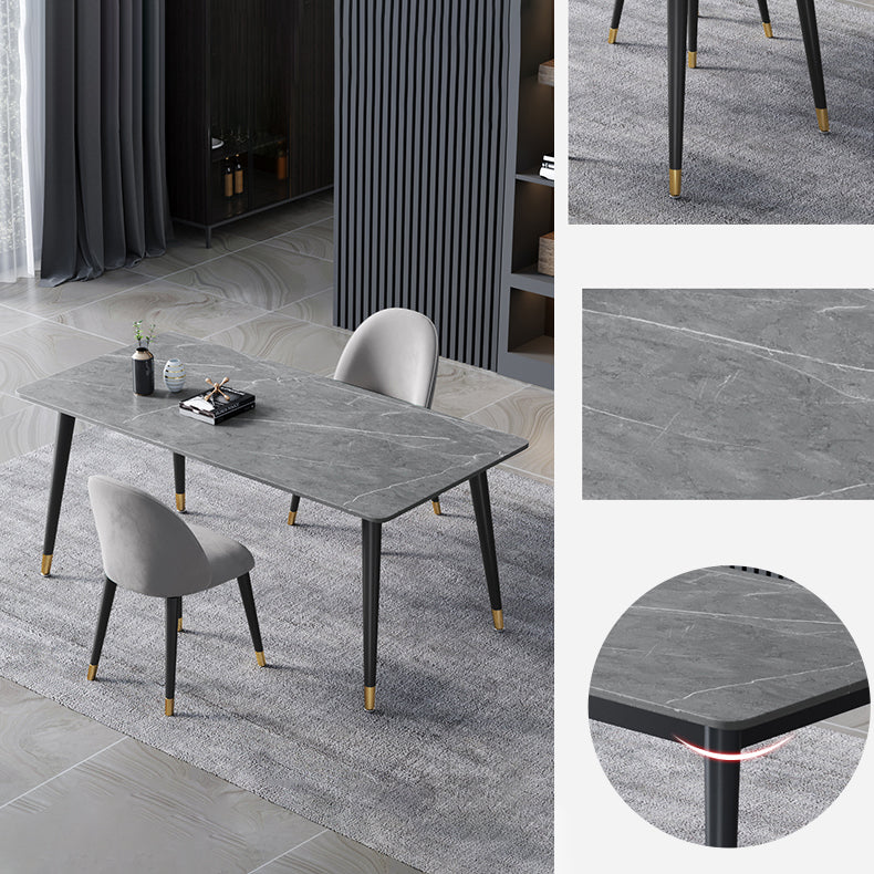 Contemporary Sintered Stone Top Dining Room Set with Rectangle Shape Dining Set for Kitchen Clearhalo 'Dining Room Sets' 'Dining Tables & Seating' 'dining_room_set' 'furn' 'furn_dining_room_set' 'Furniture' 'furniture_dining_room_set' 'Kitchen & Dining Furniture' 'kitchen&dining_furn' 'kitchen' 3369398