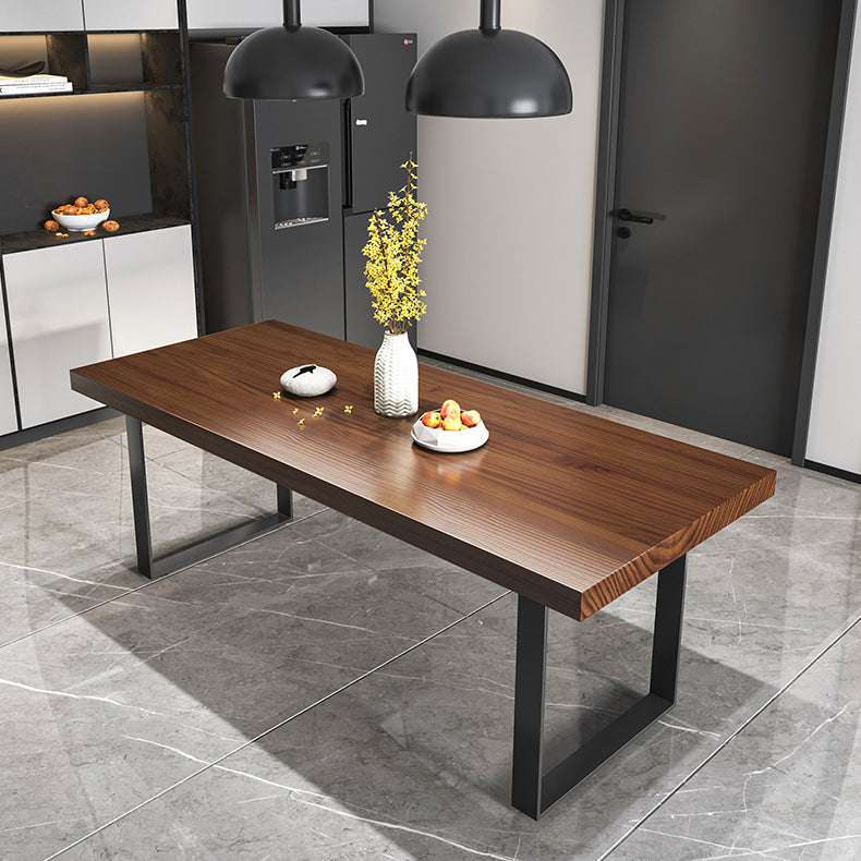 Minimalist Style Solid Wood Dining Room Set with 2 Black Metallic Legs for Kitchen Furniture Table Only Clearhalo 'Dining Room Sets' 'Dining Tables & Seating' 'dining_room_set' 'furn' 'furn_dining_room_set' 'Furniture' 'furniture_dining_room_set' 'Kitchen & Dining Furniture' 'kitchen&dining_furn' 'kitchen' 3369406