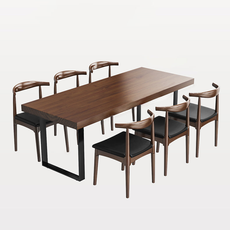 Minimalist Style Solid Wood Dining Room Set with 2 Black Metallic Legs for Kitchen Furniture Clearhalo 'Dining Room Sets' 'Dining Tables & Seating' 'dining_room_set' 'furn' 'furn_dining_room_set' 'Furniture' 'furniture_dining_room_set' 'Kitchen & Dining Furniture' 'kitchen&dining_furn' 'kitchen' 3369409