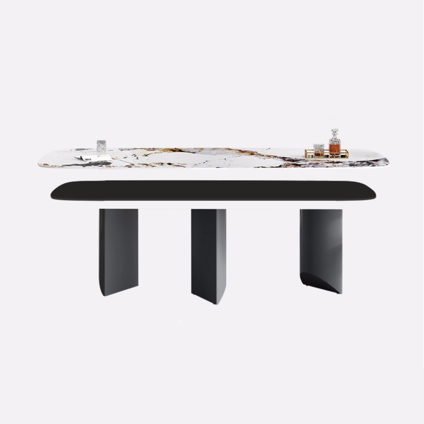 Modern Sintered Stone Rectangle Dining Set Standard Height Black Legs Home Use Dining Set Clearhalo 'Dining Room Sets' 'Dining Tables & Seating' 'dining_room_set' 'furn' 'furn_dining_room_set' 'Furniture' 'furniture_dining_room_set' 'Kitchen & Dining Furniture' 'kitchen&dining_furn' 'kitchen' 3369427