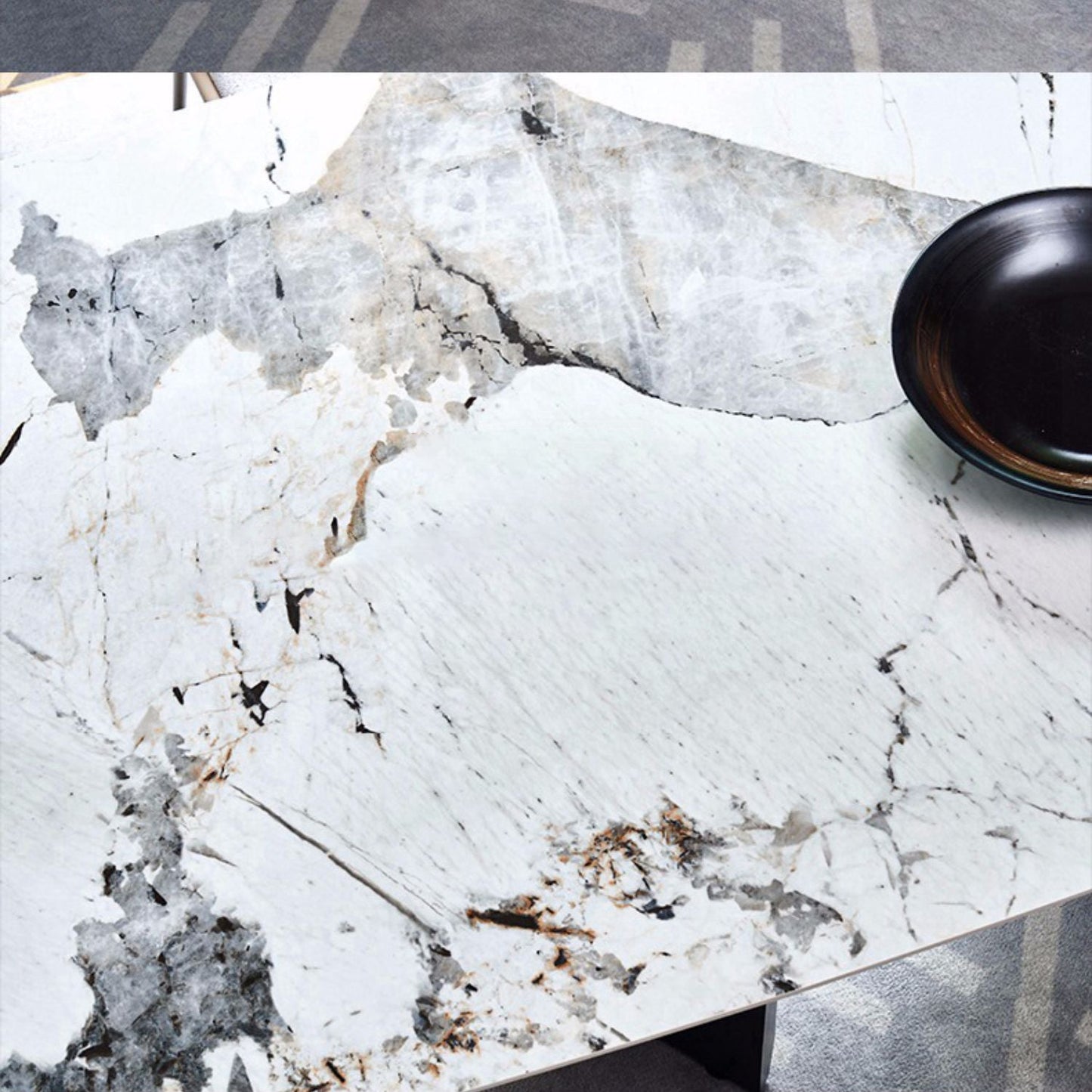 Modern Sintered Stone Rectangle Dining Set Standard Height Black Legs Home Use Dining Set Clearhalo 'Dining Room Sets' 'Dining Tables & Seating' 'dining_room_set' 'furn' 'furn_dining_room_set' 'Furniture' 'furniture_dining_room_set' 'Kitchen & Dining Furniture' 'kitchen&dining_furn' 'kitchen' 3369428