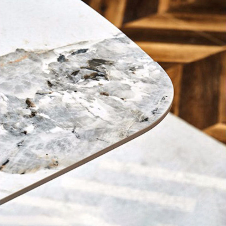 Modern Sintered Stone Rectangle Dining Set Standard Height Black Legs Home Use Dining Set Clearhalo 'Dining Room Sets' 'Dining Tables & Seating' 'dining_room_set' 'furn' 'furn_dining_room_set' 'Furniture' 'furniture_dining_room_set' 'Kitchen & Dining Furniture' 'kitchen&dining_furn' 'kitchen' 3369429