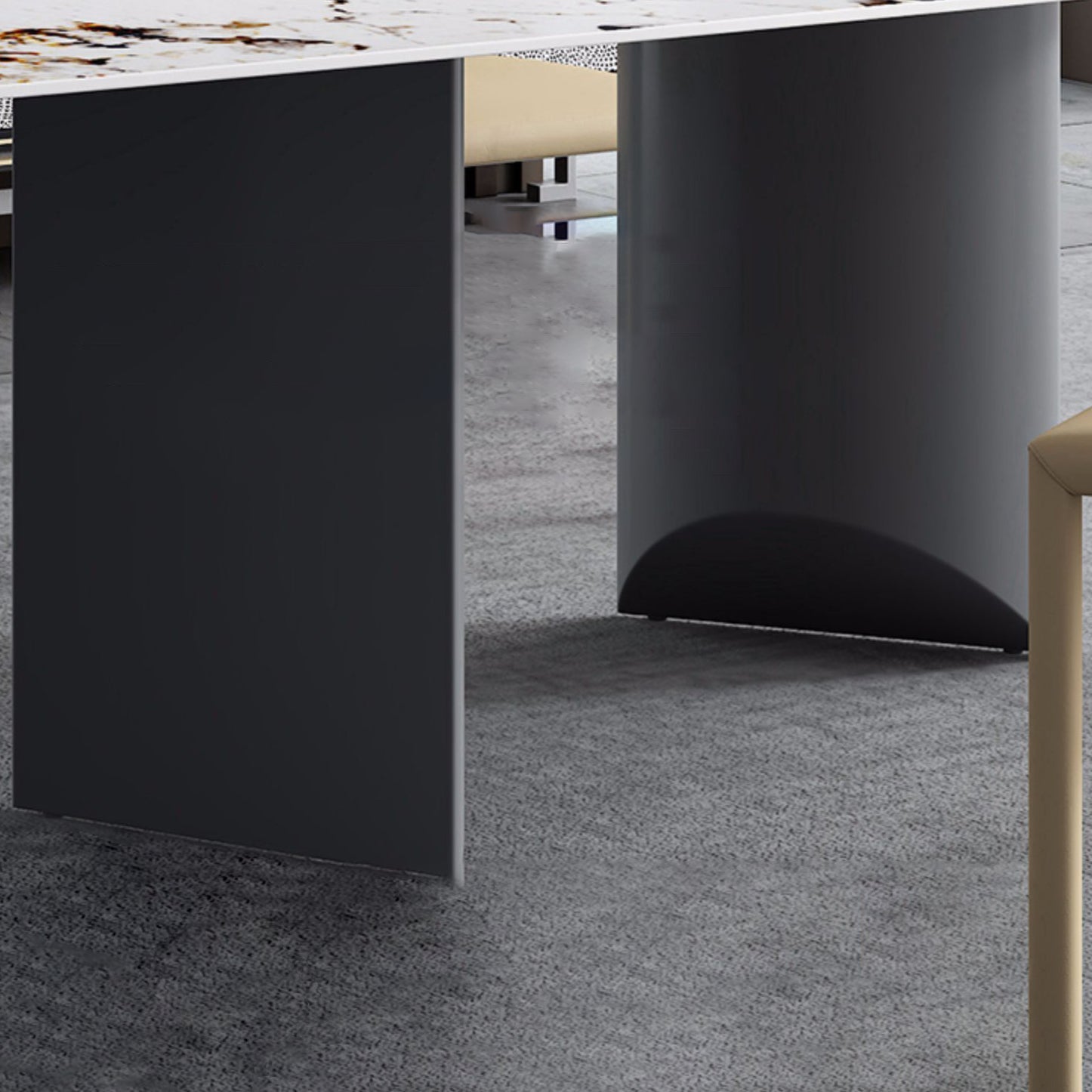 Modern Sintered Stone Rectangle Dining Set Standard Height Black Legs Home Use Dining Set Clearhalo 'Dining Room Sets' 'Dining Tables & Seating' 'dining_room_set' 'furn' 'furn_dining_room_set' 'Furniture' 'furniture_dining_room_set' 'Kitchen & Dining Furniture' 'kitchen&dining_furn' 'kitchen' 3369430