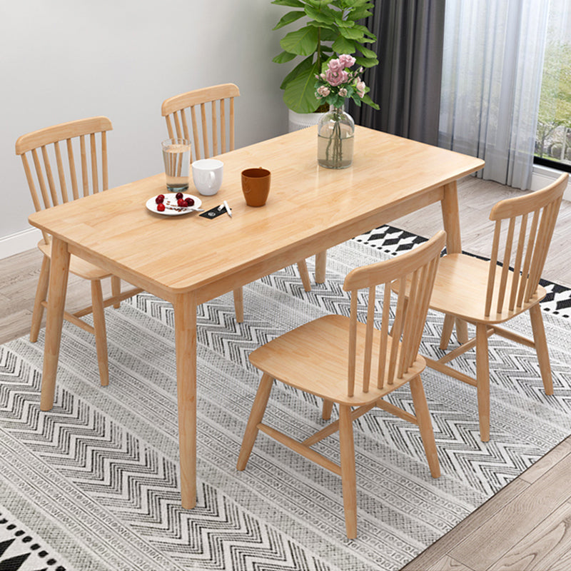 Contemporary Style Standard Wood Dining Room Set of Rectangle Shape for Kitchen Table Set with 4 Chairs Clearhalo 'Dining Room Sets' 'Dining Tables & Seating' 'dining_room_set' 'furn' 'furn_dining_room_set' 'Furniture' 'furniture_dining_room_set' 'Kitchen & Dining Furniture' 'kitchen&dining_furn' 'kitchen' 3369449