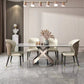 Modern Sintered Stone Gray Dining Set with Rectangle Table and Pedestal Base Home Use Dining Set with 4 Chairs Clearhalo 'Dining Room Sets' 'Dining Tables & Seating' 'dining_room_set' 'furn' 'furn_dining_room_set' 'Furniture' 'furniture_dining_room_set' 'Kitchen & Dining Furniture' 'kitchen&dining_furn' 'kitchen' 3369463