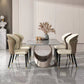 Modern Sintered Stone Gray Dining Set with Rectangle Table and Pedestal Base Home Use Dining Set Clearhalo 'Dining Room Sets' 'Dining Tables & Seating' 'dining_room_set' 'furn' 'furn_dining_room_set' 'Furniture' 'furniture_dining_room_set' 'Kitchen & Dining Furniture' 'kitchen&dining_furn' 'kitchen' 3369464