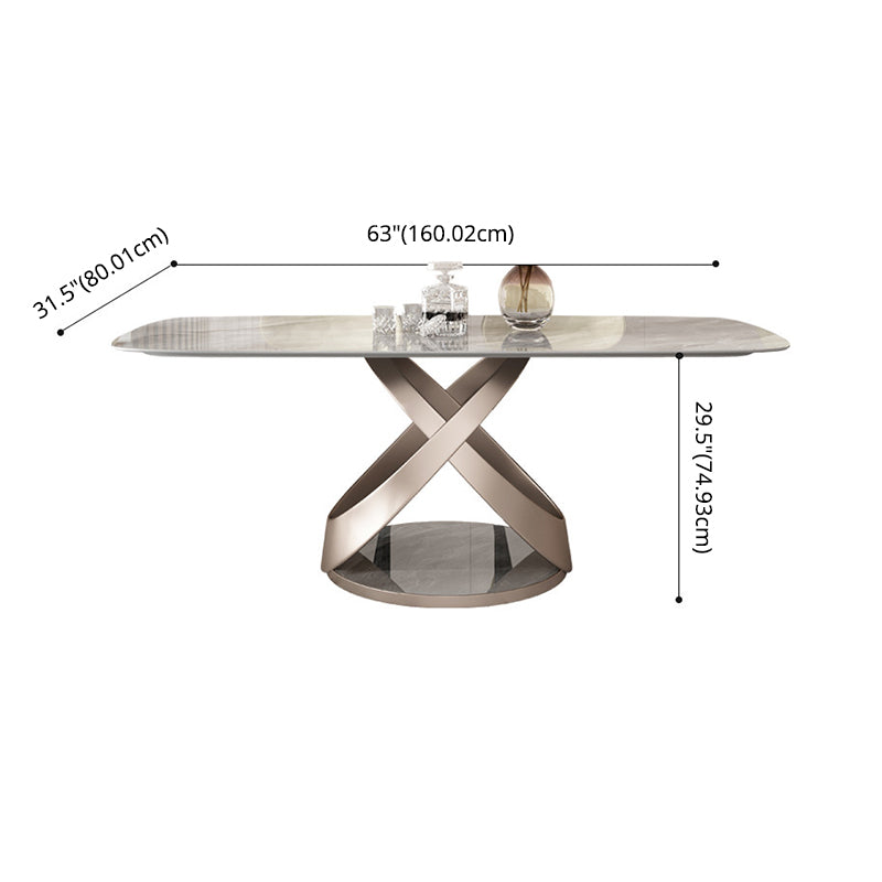 Modern Sintered Stone Gray Dining Set with Rectangle Table and Pedestal Base Home Use Dining Set Clearhalo 'Dining Room Sets' 'Dining Tables & Seating' 'dining_room_set' 'furn' 'furn_dining_room_set' 'Furniture' 'furniture_dining_room_set' 'Kitchen & Dining Furniture' 'kitchen&dining_furn' 'kitchen' 3369474