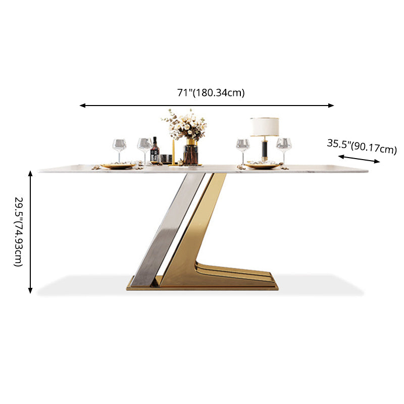 Scandinavian Metal Base Textured Dining Table Rectangle Formal Dinette Set for Home Clearhalo 'Dining Room Sets' 'Dining Tables & Seating' 'dining_room_set' 'furn' 'furn_dining_room_set' 'Furniture' 'furniture_dining_room_set' 'Kitchen & Dining Furniture' 'kitchen&dining_furn' 'kitchen' 3369487