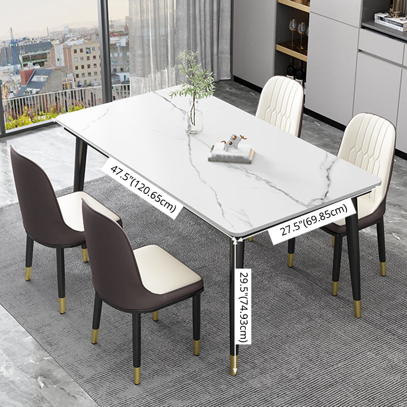Kitchen Modern Sintered Stone Top Dining Room Furniture Set with 4 Legs Base Dining Set Clearhalo 'Dining Room Sets' 'Dining Tables & Seating' 'dining_room_set' 'furn' 'furn_dining_room_set' 'Furniture' 'furniture_dining_room_set' 'Kitchen & Dining Furniture' 'kitchen&dining_furn' 'kitchen' 3369513