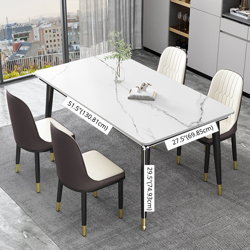 Kitchen Modern Sintered Stone Top Dining Room Furniture Set with 4 Legs Base Dining Set Clearhalo 'Dining Room Sets' 'Dining Tables & Seating' 'dining_room_set' 'furn' 'furn_dining_room_set' 'Furniture' 'furniture_dining_room_set' 'Kitchen & Dining Furniture' 'kitchen&dining_furn' 'kitchen' 3369514