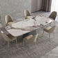 Minimalist Sintered Stone Dining Room Set with Black Base Formal Dining Table Set with 6 Chairs Clearhalo 'Dining Room Sets' 'Dining Tables & Seating' 'dining_room_set' 'furn' 'furn_dining_room_set' 'Furniture' 'furniture_dining_room_set' 'Kitchen & Dining Furniture' 'kitchen&dining_furn' 'kitchen' 3369520