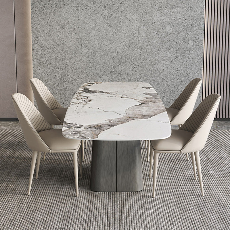 Minimalist Sintered Stone Dining Room Set with Black Base Formal Dining Table Set Clearhalo 'Dining Room Sets' 'Dining Tables & Seating' 'dining_room_set' 'furn' 'furn_dining_room_set' 'Furniture' 'furniture_dining_room_set' 'Kitchen & Dining Furniture' 'kitchen&dining_furn' 'kitchen' 3369533