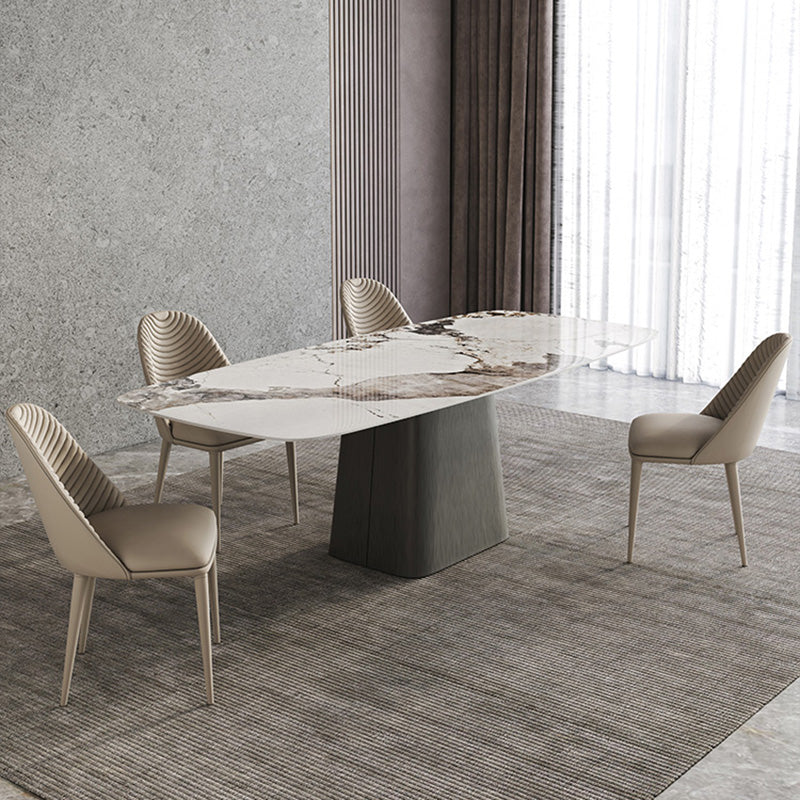 Minimalist Sintered Stone Dining Room Set with Black Base Formal Dining Table Set Clearhalo 'Dining Room Sets' 'Dining Tables & Seating' 'dining_room_set' 'furn' 'furn_dining_room_set' 'Furniture' 'furniture_dining_room_set' 'Kitchen & Dining Furniture' 'kitchen&dining_furn' 'kitchen' 3369534