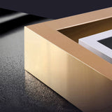 Scandinavian Metallic Fixed Dining Table Rectangle Formal Dinette Set with Balck Base Clearhalo 'Dining Room Sets' 'Dining Tables & Seating' 'dining_room_set' 'furn' 'furn_dining_room_set' 'Furniture' 'furniture_dining_room_set' 'Kitchen & Dining Furniture' 'kitchen&dining_furn' 'kitchen' 3369540