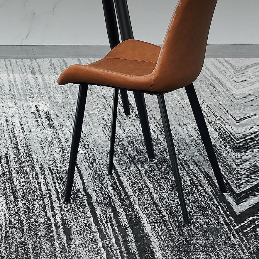 Modern Style Sintered Stone Dining Table with Rectangle Shape Table and 4 Black Legs Base Clearhalo 'Dining Room Sets' 'Dining Tables & Seating' 'dining_room_set' 'furn' 'furn_dining_room_set' 'Furniture' 'furniture_dining_room_set' 'Kitchen & Dining Furniture' 'kitchen&dining_furn' 'kitchen' 3369554