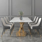 Modern Sintered Stone White Dining Set with Rectangle Table and Gold Legs Formal Dining Set Clearhalo 'Dining Room Sets' 'Dining Tables & Seating' 'dining_room_set' 'furn' 'furn_dining_room_set' 'Furniture' 'furniture_dining_room_set' 'Kitchen & Dining Furniture' 'kitchen&dining_furn' 'kitchen' 3369564