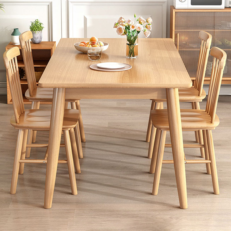 Contemporary Solid Wood Rectangle Dining Room Set with 4 Wood Legs for Kitchen Furniture Clearhalo 'Dining Room Sets' 'Dining Tables & Seating' 'dining_room_set' 'furn' 'furn_dining_room_set' 'Furniture' 'furniture_dining_room_set' 'Kitchen & Dining Furniture' 'kitchen&dining_furn' 'kitchen' 3369575