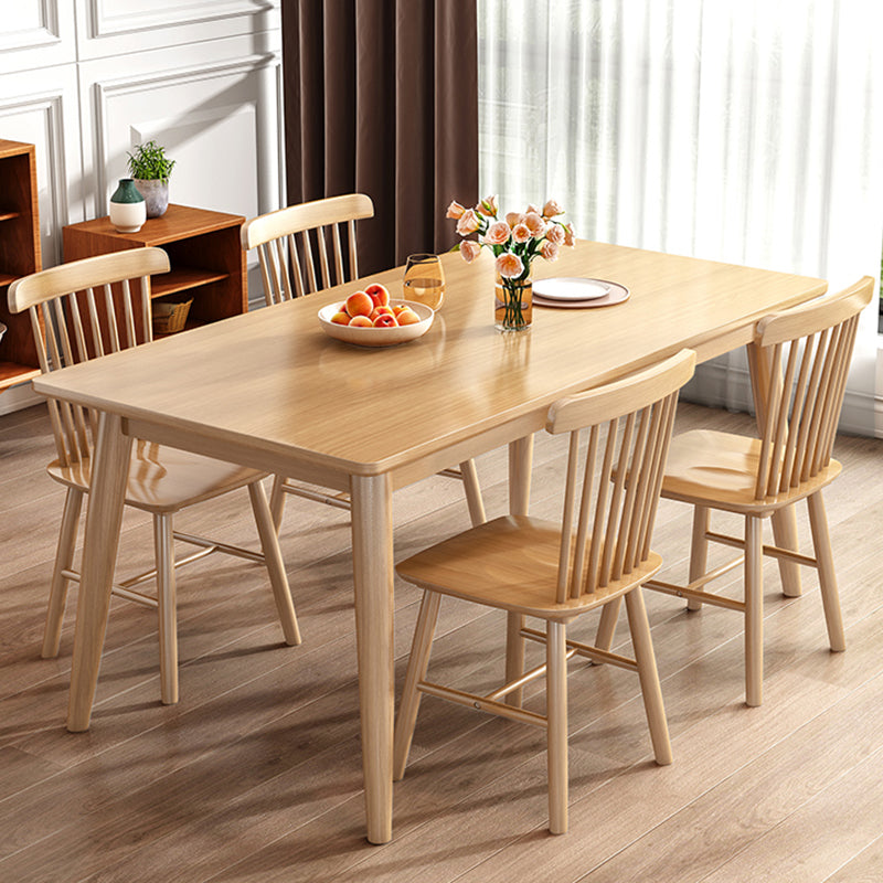 Contemporary Solid Wood Rectangle Dining Room Set with 4 Wood Legs for Kitchen Furniture with 4 Chairs Clearhalo 'Dining Room Sets' 'Dining Tables & Seating' 'dining_room_set' 'furn' 'furn_dining_room_set' 'Furniture' 'furniture_dining_room_set' 'Kitchen & Dining Furniture' 'kitchen&dining_furn' 'kitchen' 3369576