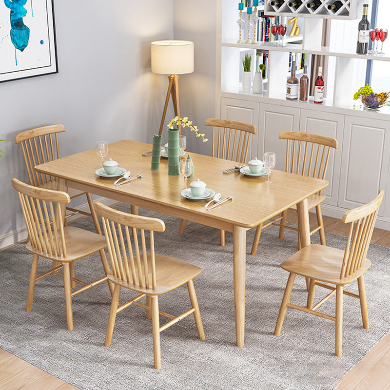 Contemporary Solid Wood Rectangle Dining Room Set with 4 Wood Legs for Kitchen Furniture Clearhalo 'Dining Room Sets' 'Dining Tables & Seating' 'dining_room_set' 'furn' 'furn_dining_room_set' 'Furniture' 'furniture_dining_room_set' 'Kitchen & Dining Furniture' 'kitchen&dining_furn' 'kitchen' 3369580
