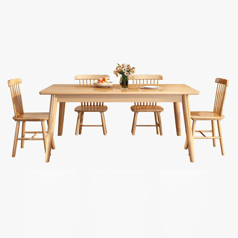Contemporary Solid Wood Rectangle Dining Room Set with 4 Wood Legs for Kitchen Furniture Clearhalo 'Dining Room Sets' 'Dining Tables & Seating' 'dining_room_set' 'furn' 'furn_dining_room_set' 'Furniture' 'furniture_dining_room_set' 'Kitchen & Dining Furniture' 'kitchen&dining_furn' 'kitchen' 3369581
