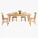 Contemporary Solid Wood Rectangle Dining Room Set with 4 Wood Legs for Kitchen Furniture Clearhalo 'Dining Room Sets' 'Dining Tables & Seating' 'dining_room_set' 'furn' 'furn_dining_room_set' 'Furniture' 'furniture_dining_room_set' 'Kitchen & Dining Furniture' 'kitchen&dining_furn' 'kitchen' 3369581