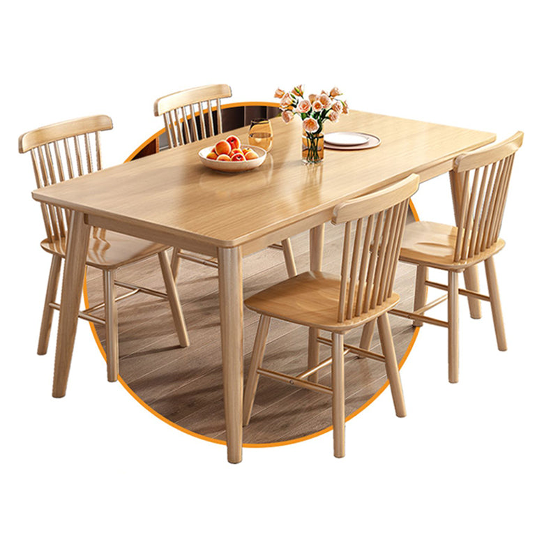 Contemporary Solid Wood Rectangle Dining Room Set with 4 Wood Legs for Kitchen Furniture Clearhalo 'Dining Room Sets' 'Dining Tables & Seating' 'dining_room_set' 'furn' 'furn_dining_room_set' 'Furniture' 'furniture_dining_room_set' 'Kitchen & Dining Furniture' 'kitchen&dining_furn' 'kitchen' 3369590