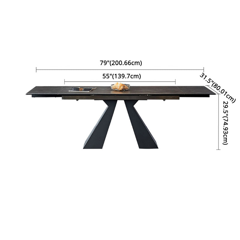Modern Sintered Stone Extendable Dining Table Set Rectangle Home Dining Set Clearhalo 'Dining Room Sets' 'Dining Tables & Seating' 'dining_room_set' 'furn' 'furn_dining_room_set' 'Furniture' 'furniture_dining_room_set' 'Kitchen & Dining Furniture' 'kitchen&dining_furn' 'kitchen' 3369600