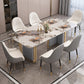 Modern Sintered Stone Dining Table Set with Rectangle Table and Metal Base Dining Set for Home Use with 6 Chairs Clearhalo 'Dining Room Sets' 'Dining Tables & Seating' 'dining_room_set' 'furn' 'furn_dining_room_set' 'Furniture' 'furniture_dining_room_set' 'Kitchen & Dining Furniture' 'kitchen&dining_furn' 'kitchen' 3369621