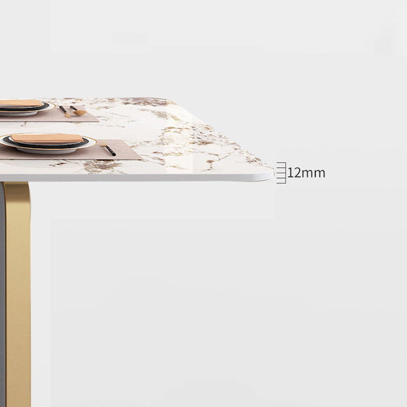 Modern Sintered Stone Dining Table Set with Rectangle Table and Metal Base Dining Set for Home Use Clearhalo 'Dining Room Sets' 'Dining Tables & Seating' 'dining_room_set' 'furn' 'furn_dining_room_set' 'Furniture' 'furniture_dining_room_set' 'Kitchen & Dining Furniture' 'kitchen&dining_furn' 'kitchen' 3369624