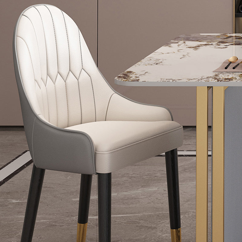 Modern Sintered Stone Dining Table Set with Rectangle Table and Metal Base Dining Set for Home Use Clearhalo 'Dining Room Sets' 'Dining Tables & Seating' 'dining_room_set' 'furn' 'furn_dining_room_set' 'Furniture' 'furniture_dining_room_set' 'Kitchen & Dining Furniture' 'kitchen&dining_furn' 'kitchen' 3369626