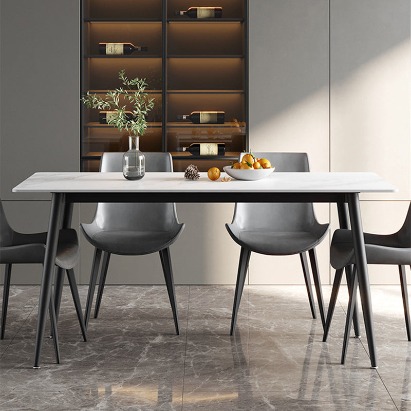 Modern Standard Sintered Stone Dining Set Rectangle Table Kitchen Dining Set in White Clearhalo 'Dining Room Sets' 'Dining Tables & Seating' 'dining_room_set' 'furn' 'furn_dining_room_set' 'Furniture' 'furniture_dining_room_set' 'Kitchen & Dining Furniture' 'kitchen&dining_furn' 'kitchen' 3369634